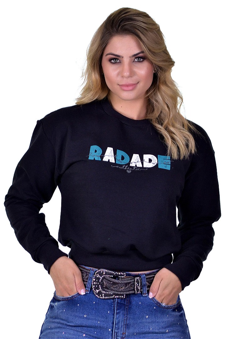 Moletom Feminino Cropped Radade RDE cor Preto - 1659