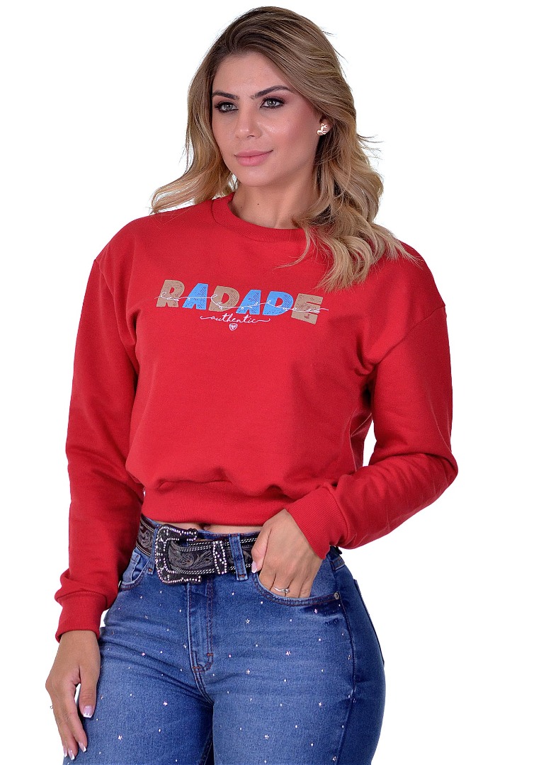 Moletom Feminino Cropped Radade RDE cor Vermelho - 1662