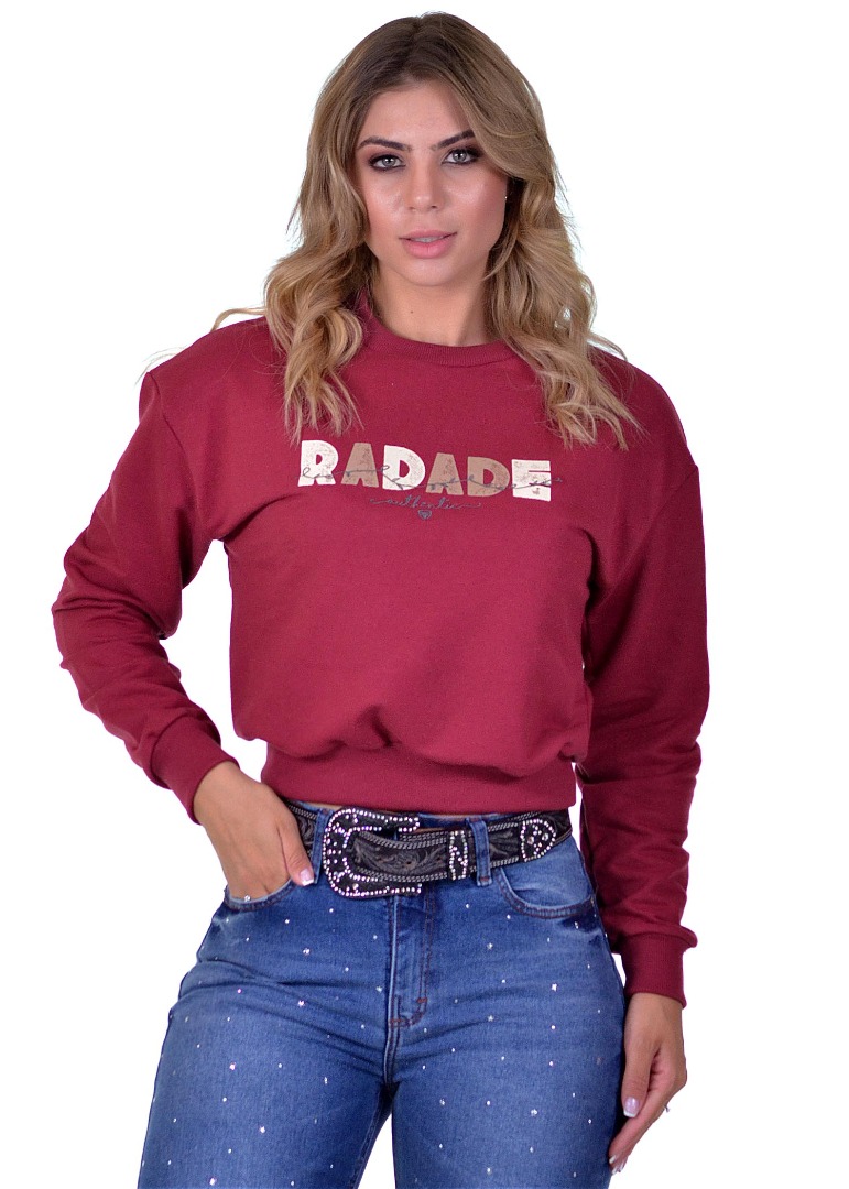 Moletom Feminino Cropped Radade RDE cor Vinho - 1660